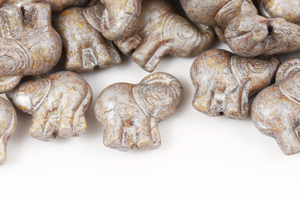 Elephant 20×21 mm Alabaster Marble 1-Hole Czech Beads