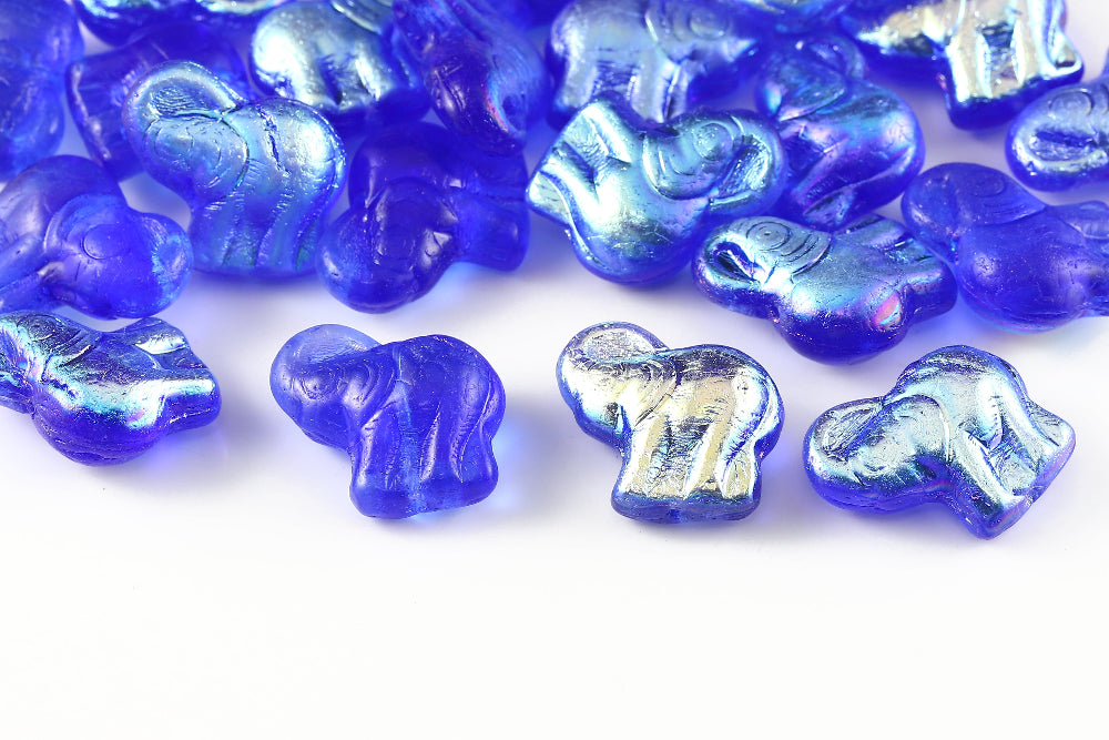 Elephant 20×21 mm Sapphire AB 1-Hole Czech Beads