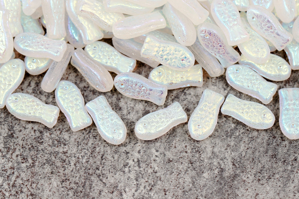 Fish 14×7mm Crystal AB Full 1-Hole Czech Beads