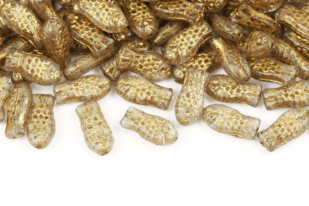 Fish 14×7mm Crystal With Light Gold 1-Hole Czech Beads