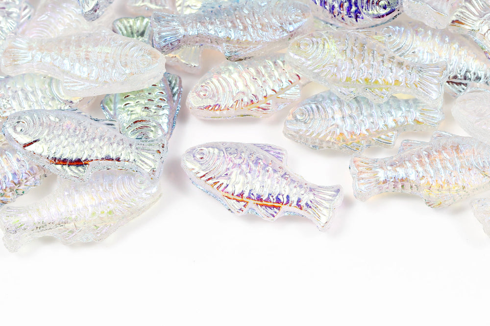 Trout 24×10mm Crystal AB Full 1-Hole Czech Beads
