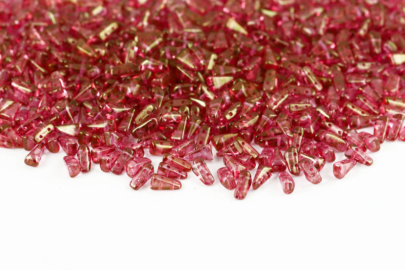 Vexolo 8×5mm Crystal Red Luster 2-Hole Czech Beads
