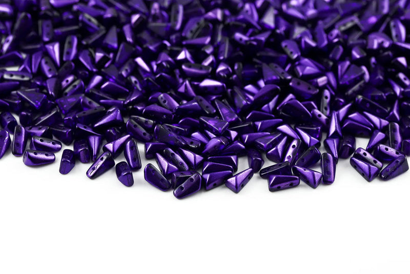 Vexolo 8×5mm Transparent Metallic Violet 2-Hole Czech Beads