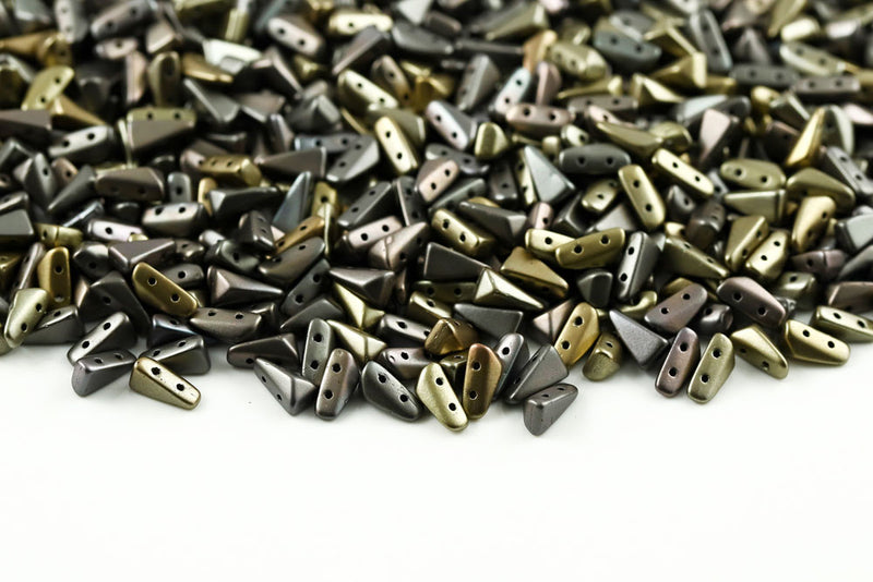 Vexolo 8×5mm Alabaster Gray Rainbow 2-Hole Czech Beads