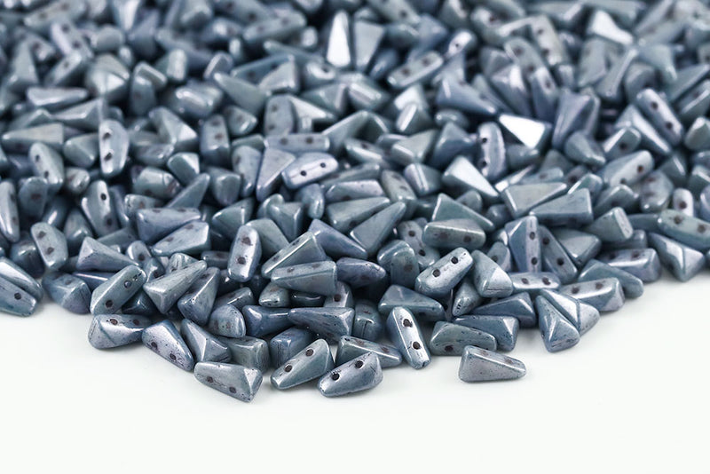Vexolo 8×5mm Alabaster Blue Luster 2-Hole Czech Beads