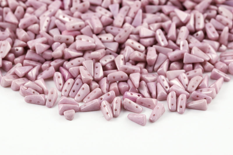 Vexolo 8×5mm Alabaster Lilac Luster 2-Hole Czech Beads