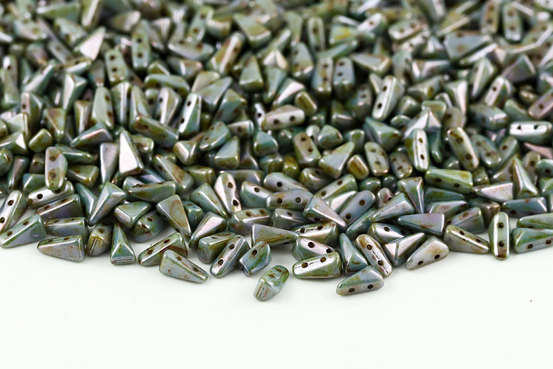 Vexolo 8×5mm Alabaster Blue Glaze 2-Hole Czech Beads