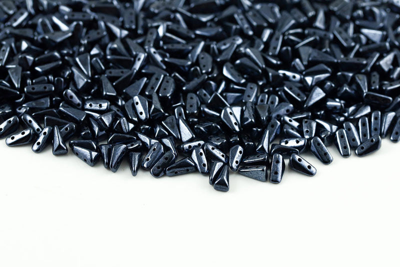 Vexolo 8×5mm Jet Hematite 2-Hole Czech Beads
