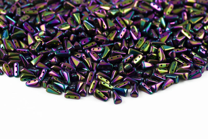 Vexolo 8×5mm Jet Red Iris 2-Hole Czech Beads