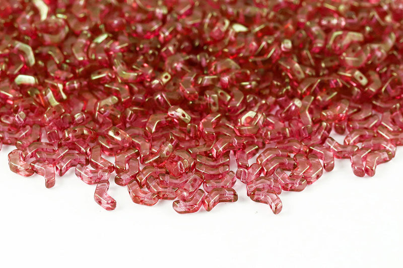Arrow 8×5mm Crystal Red Luster 2-Hole Czech Beads