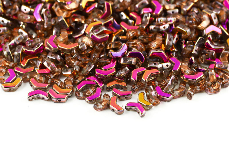 Arrow 8×5mm Crystal Sun Set 2-Hole Czech Beads