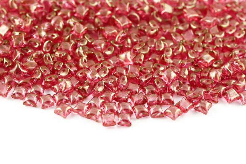 Wibeduo 8×8mm Crystal Red Luster 2-Hole Czech Beads