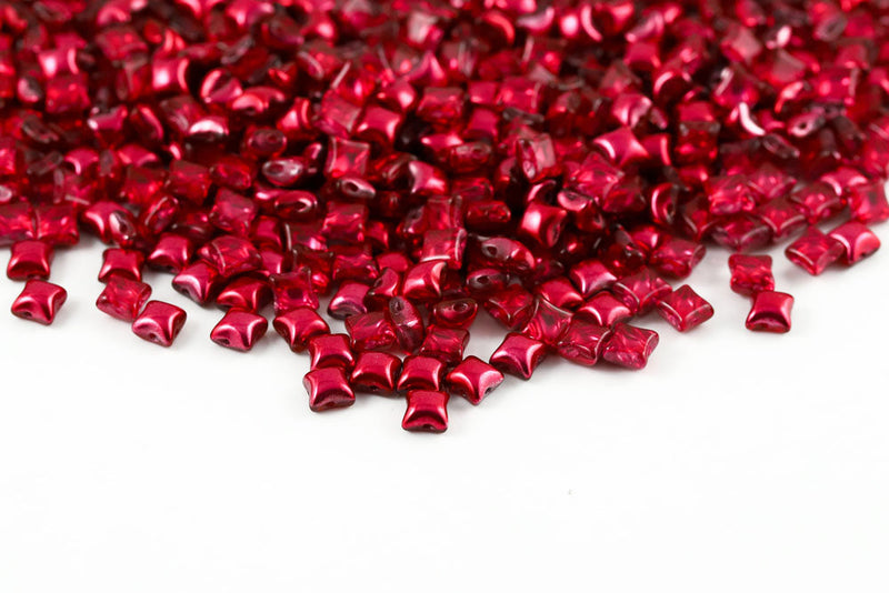Wibeduo 8×8mm Transparent Metallic Rose 2-hole Czech Beads