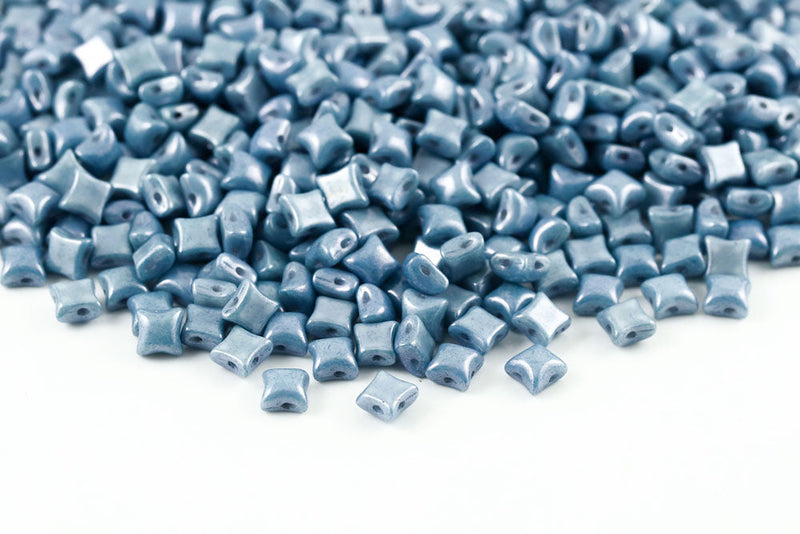 Wibeduo 8×8mm Chalk Blue Luster 2-Hole Czech Beads