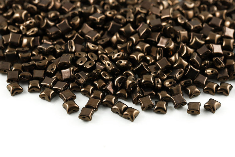 Wibeduo 8×8mm Jet Bronze 2-Hole Czech Beads