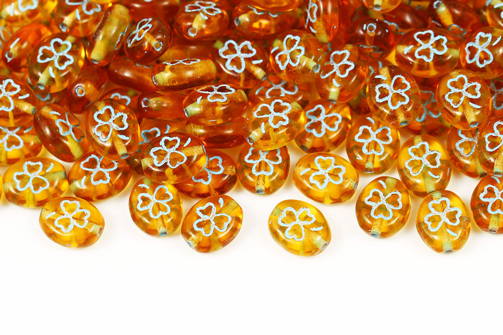 Clover 10×8mm 1-Hole Czech Glass Beads Col.10060-54308