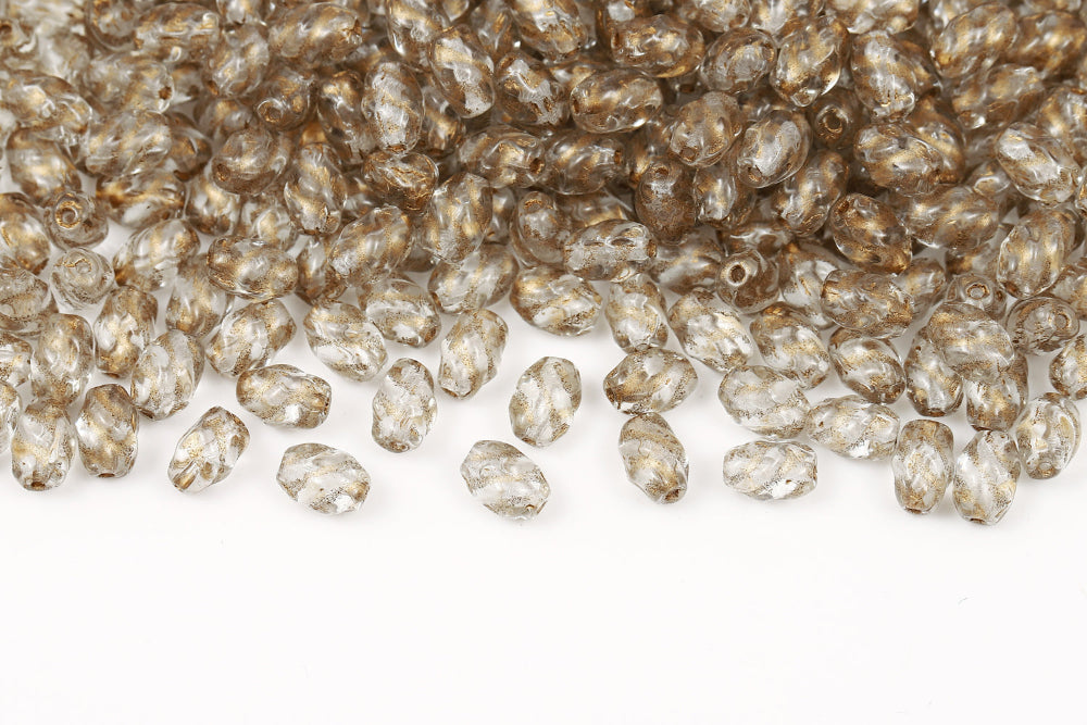 Spiral 8×5mm Crystal With Gold 1-hole Czech Beads