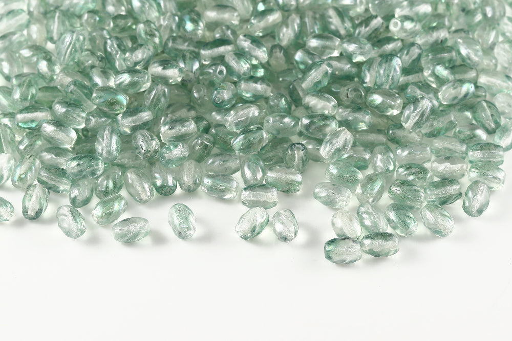 Spiral 8×5mm Crystal Green Iris Luster  1-hole Czech Beads