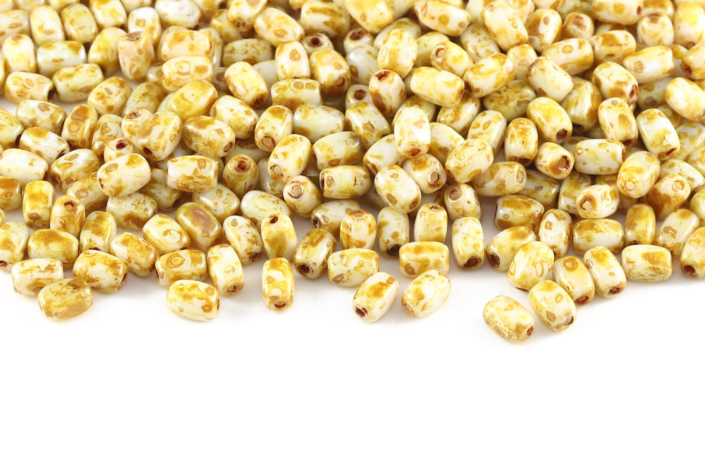 Olive 5×3mm Chalk Travertin 1-hole Czech Beads