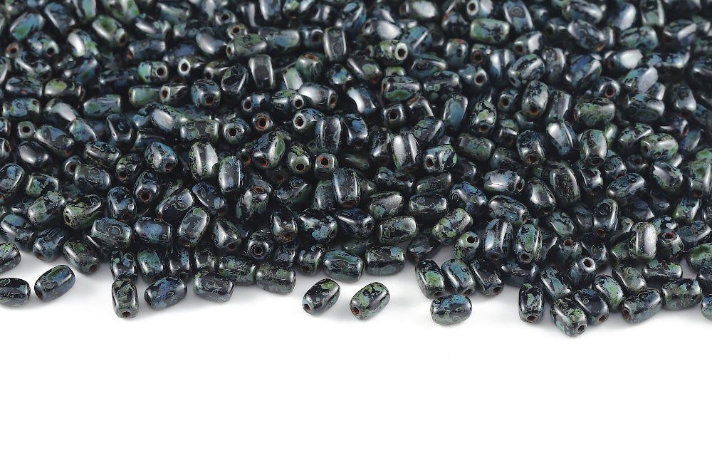 Olive 5×3mm Jet Travertin 1-hole Czech Beads
