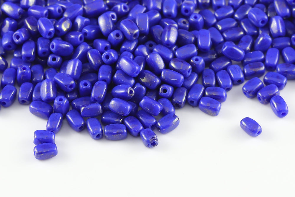 Olive 5×3mm Cobalt Blue Red Terracotta 1-hole Czech Beads