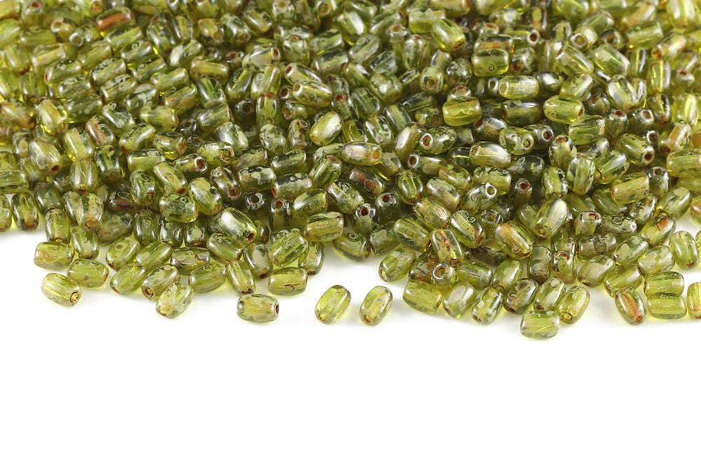 Olive 5×3mm Olivine Travertin 1-hole Czech Beads
