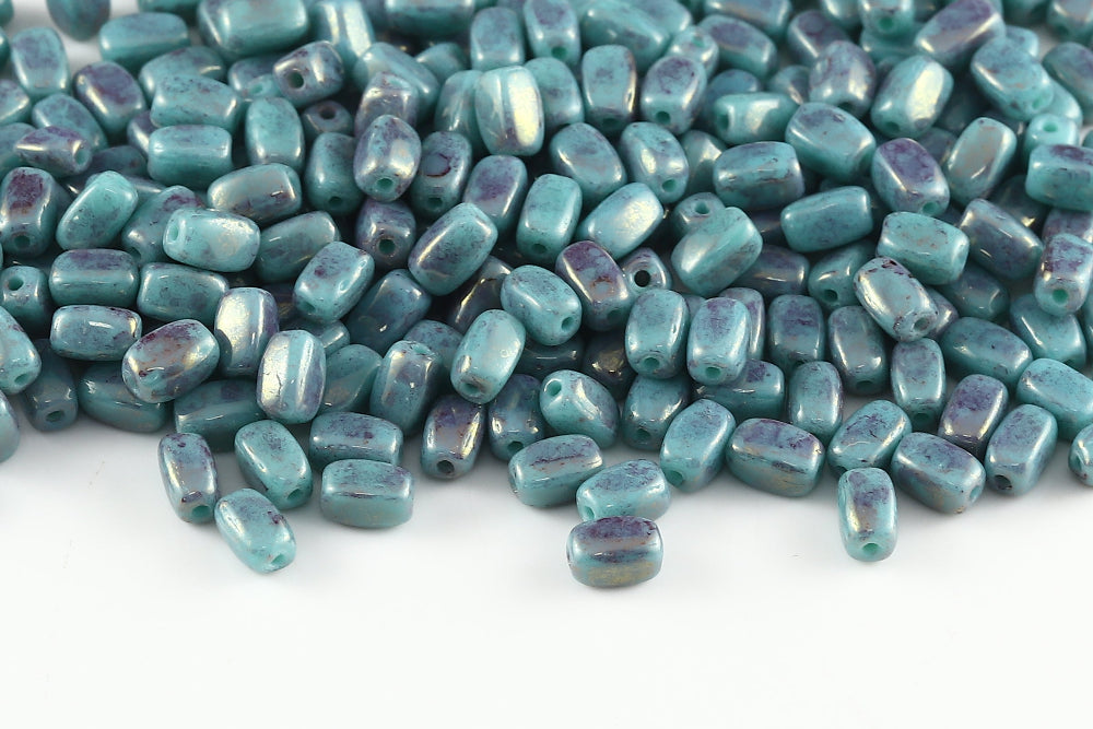 Olive 5×3mm Opaque Turquoise Green Red Terracotta 1-hole Czech Beads