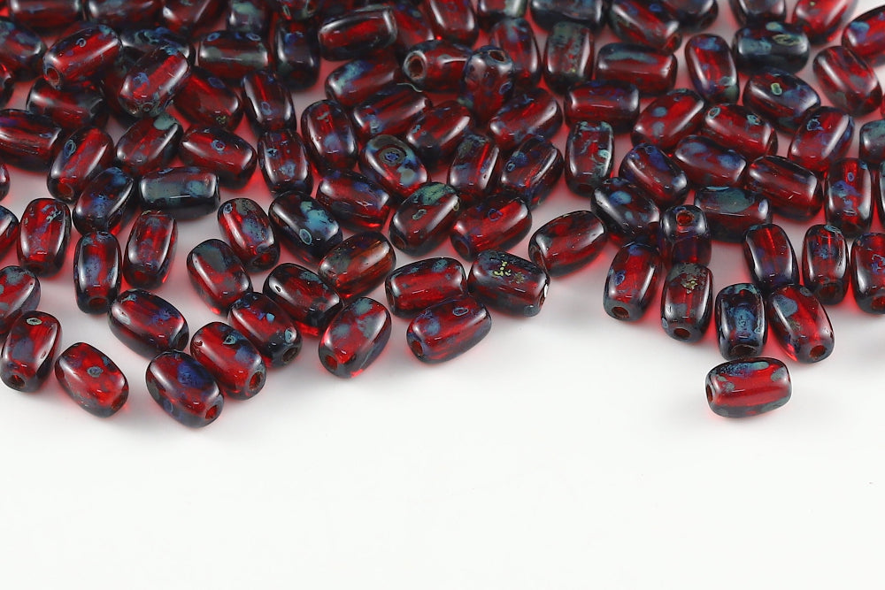 Olive 5×3mm Siam Travertin 1-hole Czech Beads