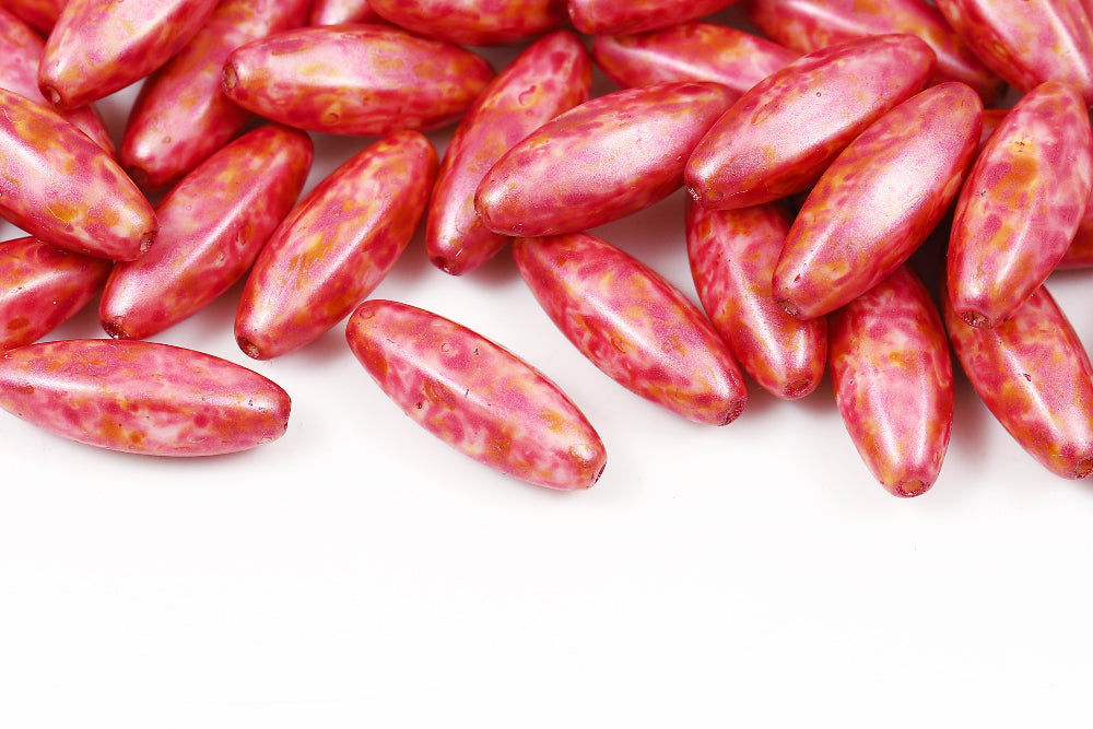 Olive 19×7mm Alabaster Rose Marble 1-hole Czech Beads