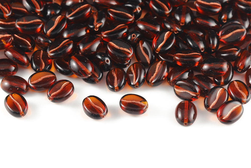 Coffee 11×8mm Crystal Brown With Copper 1-Hole Czech Beads