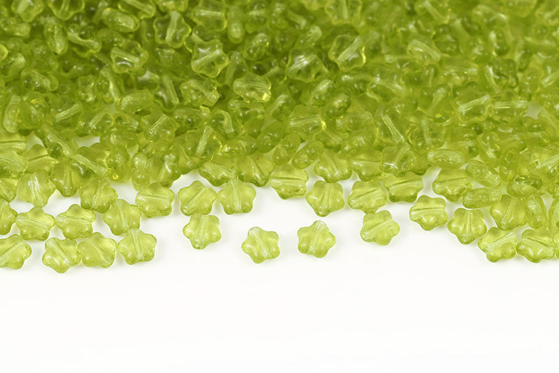 Star 6mm Grass Green Czech Glass Beads
