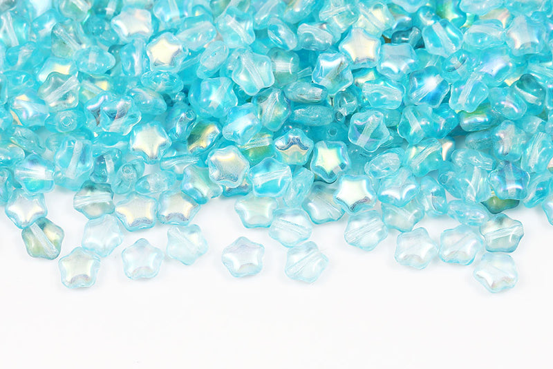 Star 6mm Lt.Aquamarine AB Czech Glass Beads
