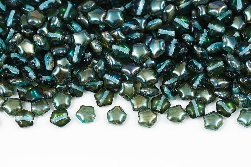 Star 6mm Aquamarine Celsian Czech Glass Beads
