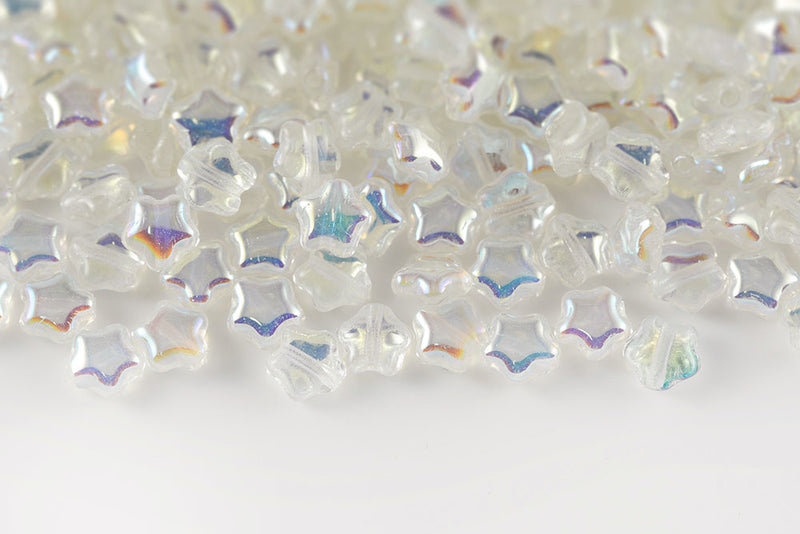 Star 6mm Crystal AB Czech Glass Beads