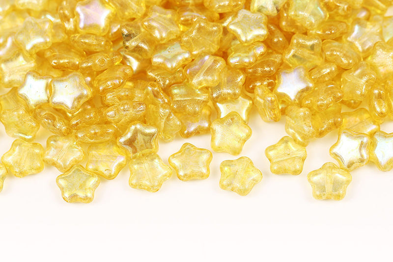 Star 8mm Crystal Gold AB Finish Czech Glass Beads