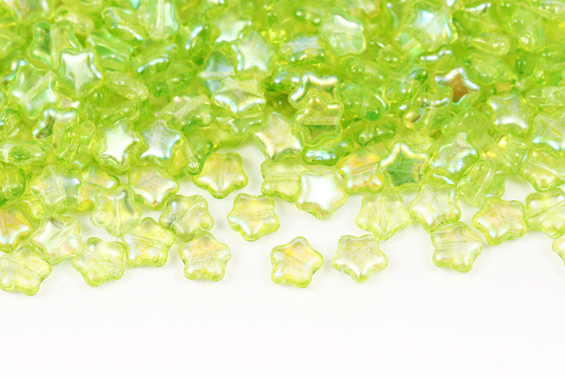 Star 8mm Crystal Moss Green AB Finish Czech Beads