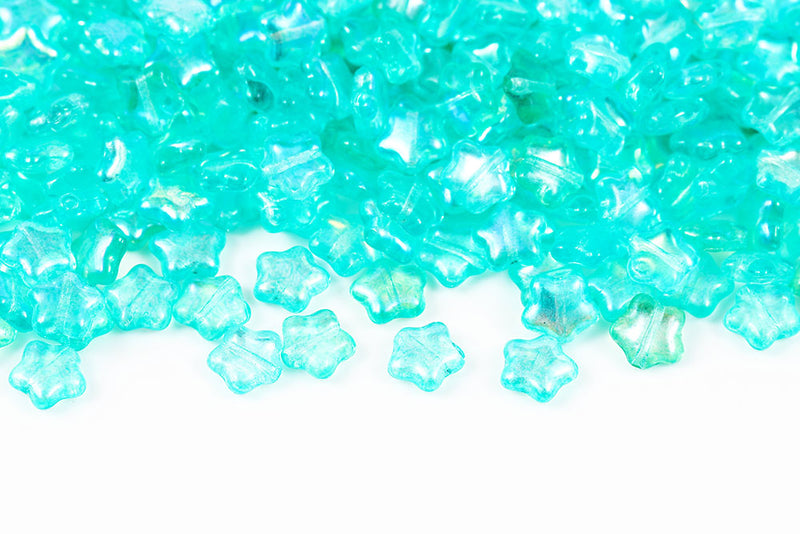 Star 8mm Crystal Sky Blue AB Finish Czech Glass Beads