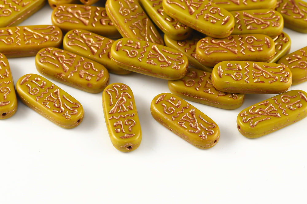 Amulet 25×10mm Opaque Loess With Copper 1-hole Czech Beads