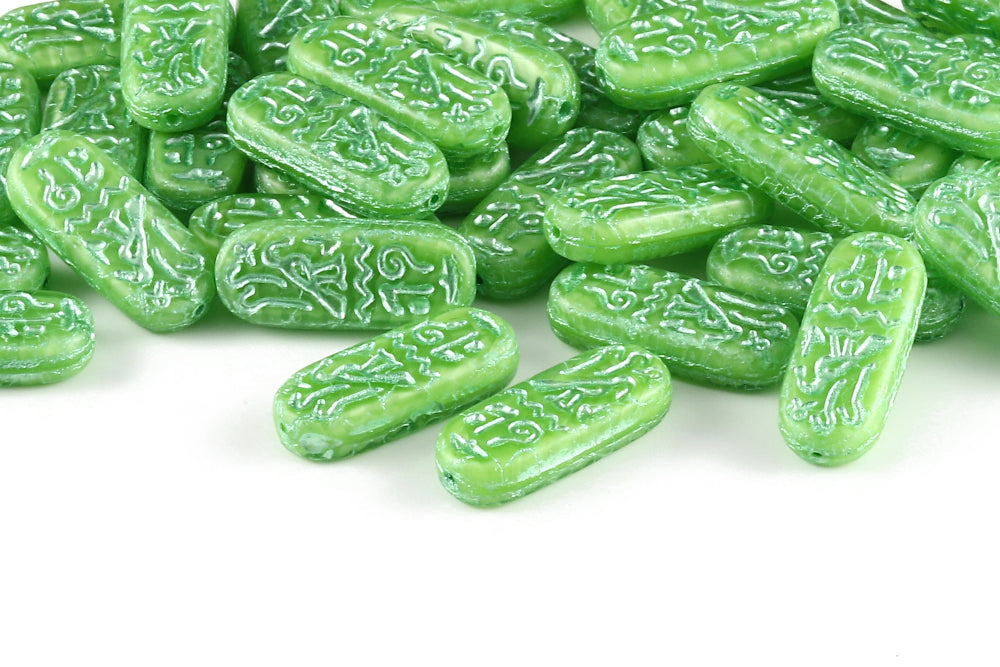 Amulet 25×10mm Crystal Verdant Mixed With Green 1-hole Czech Beads