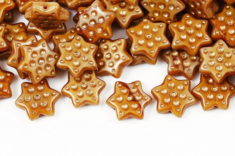 Hexagram 16mm taffee With Gold Czech Beads