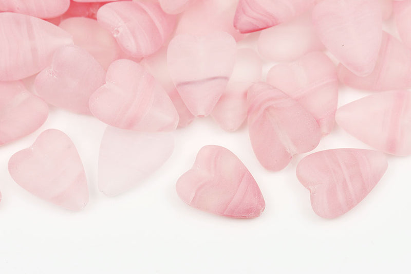 Heart 16×13mm Crystal Rose Mixed Matt Czech Glass Beads