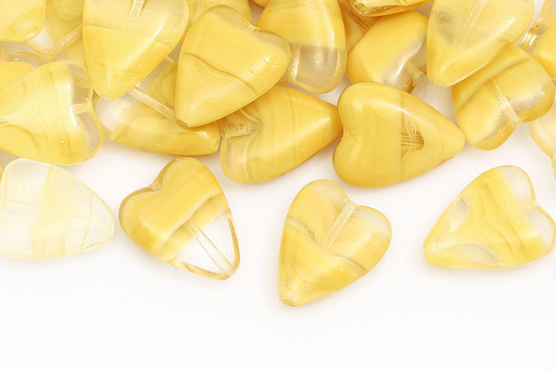 Heart 16×13mm Crystal Ivory Mixed Czech Glass Beads