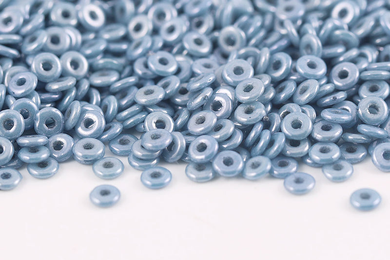 O-Beads 4×1mm Chalk Blue Luster 1-Hole Czech Beads