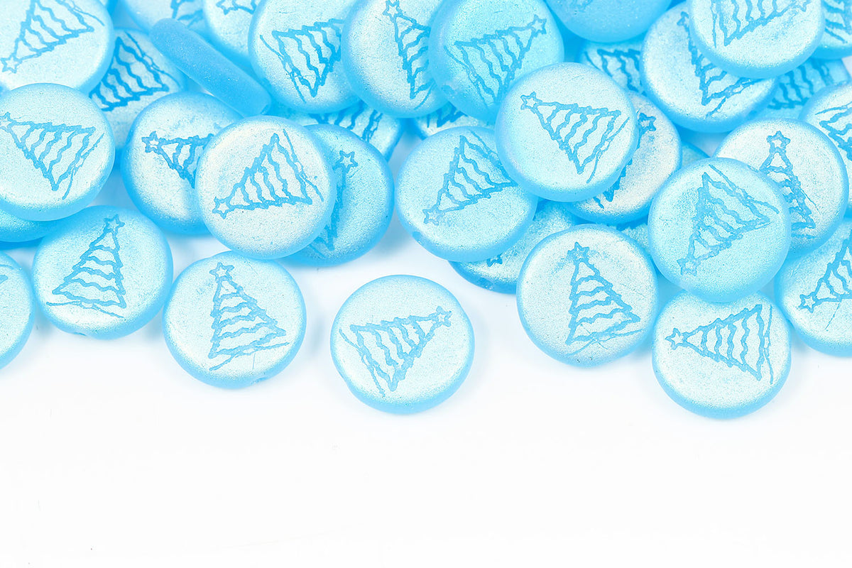 Christmas Tree 12mm Aqua Matt AB Full 1-hole Czech Beads