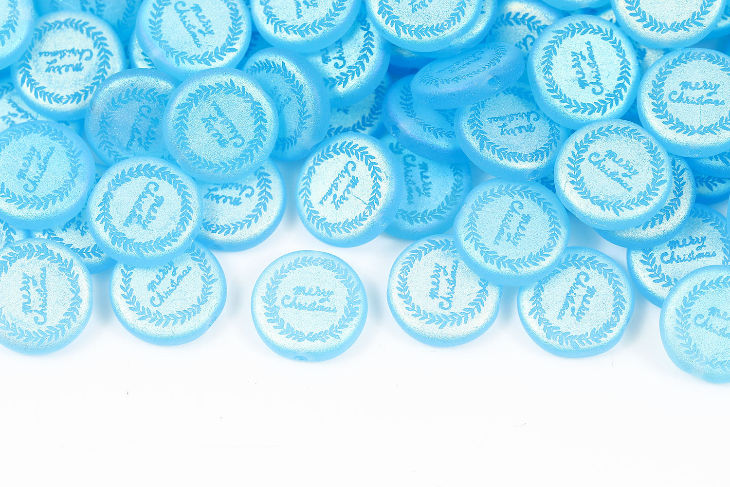 Laurel Wreath 12mm Aqua Matt AB Full 1-hole Czech Beads