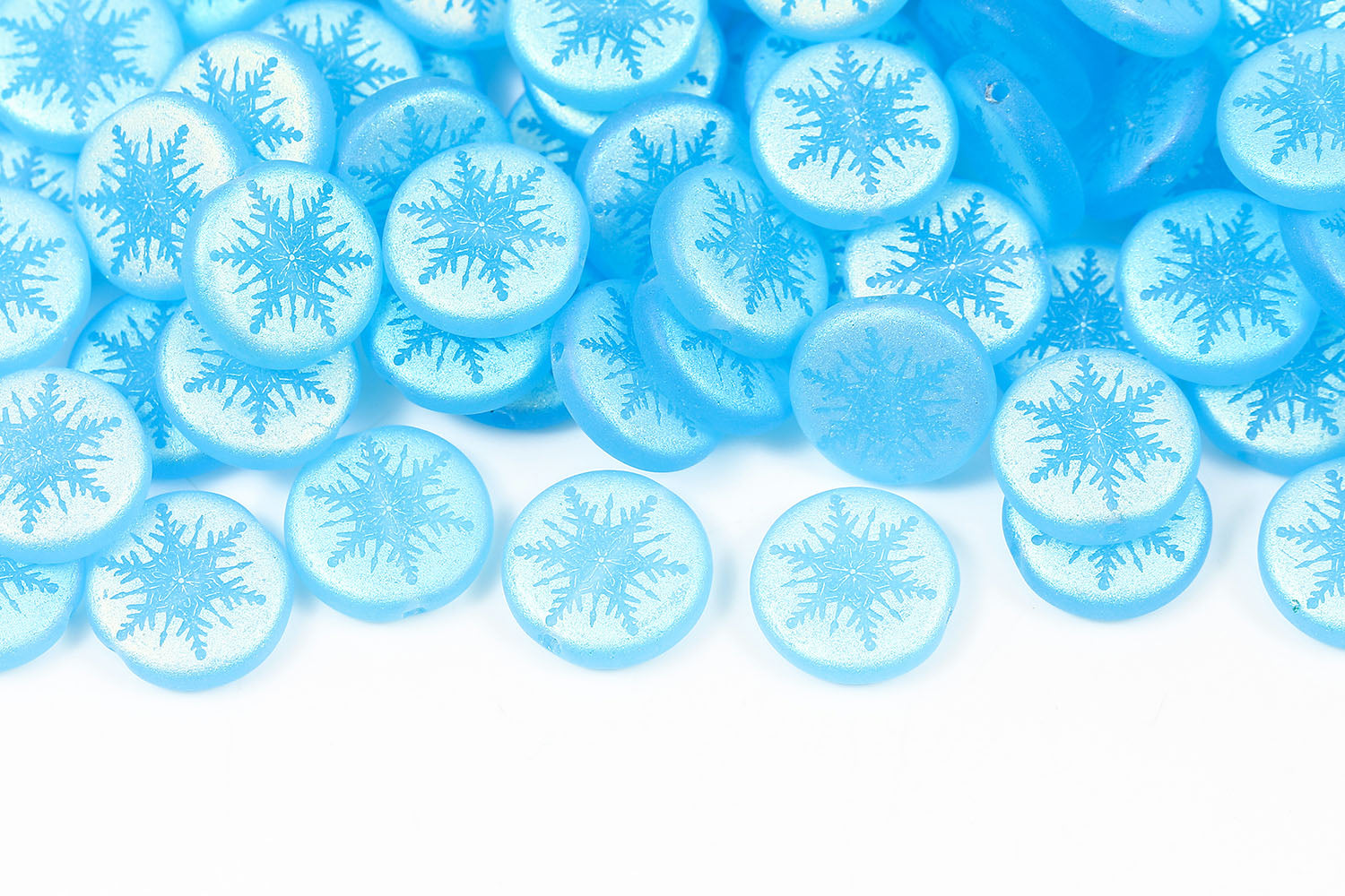 Snowflake 12mm Aqua Matt AB Full 1-hole Czech Beads