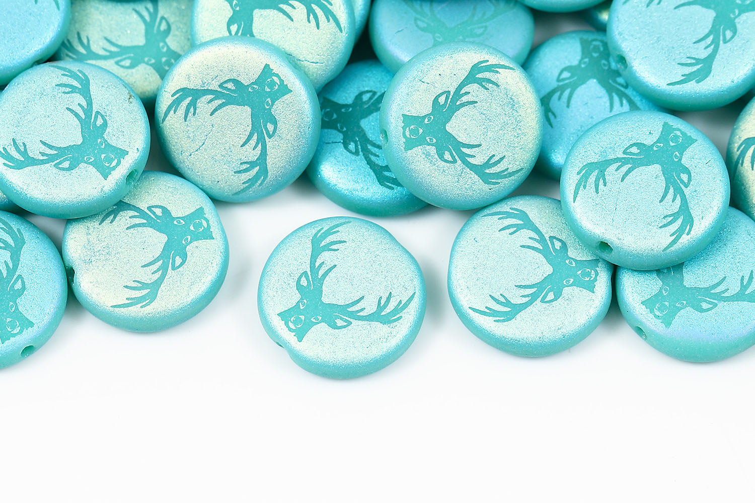 Bucks 12mm Turquoise Green Matt AB Full 1-hole Czech Beads