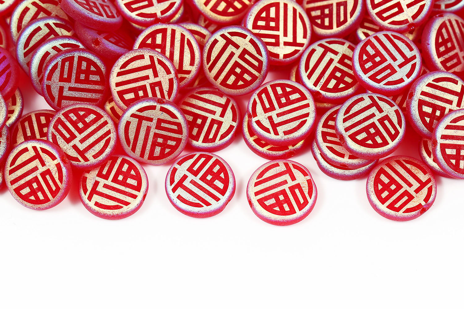 Lucky 12mm Siam Matt AB Full 1-hole Czech Beads