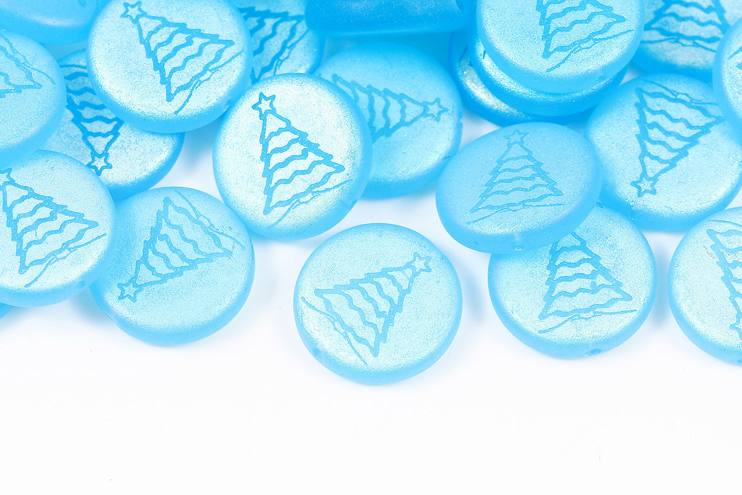 Christmas Tree 15mm Aqua Matt AB Full 1-hole Czech Beads