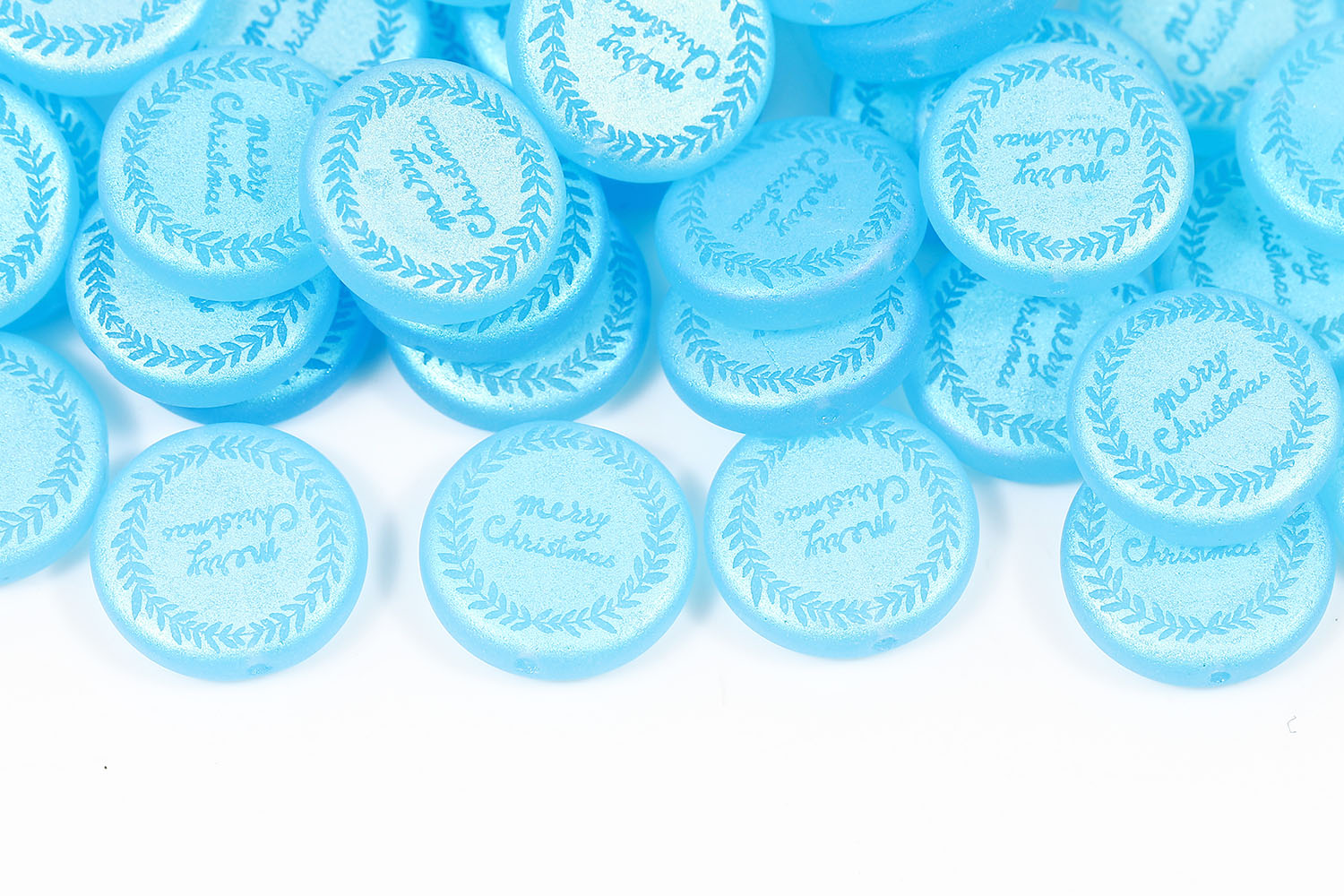 Laurel Wreath 15mm Aqua Matt AB Full 1-hole Czech Beads
